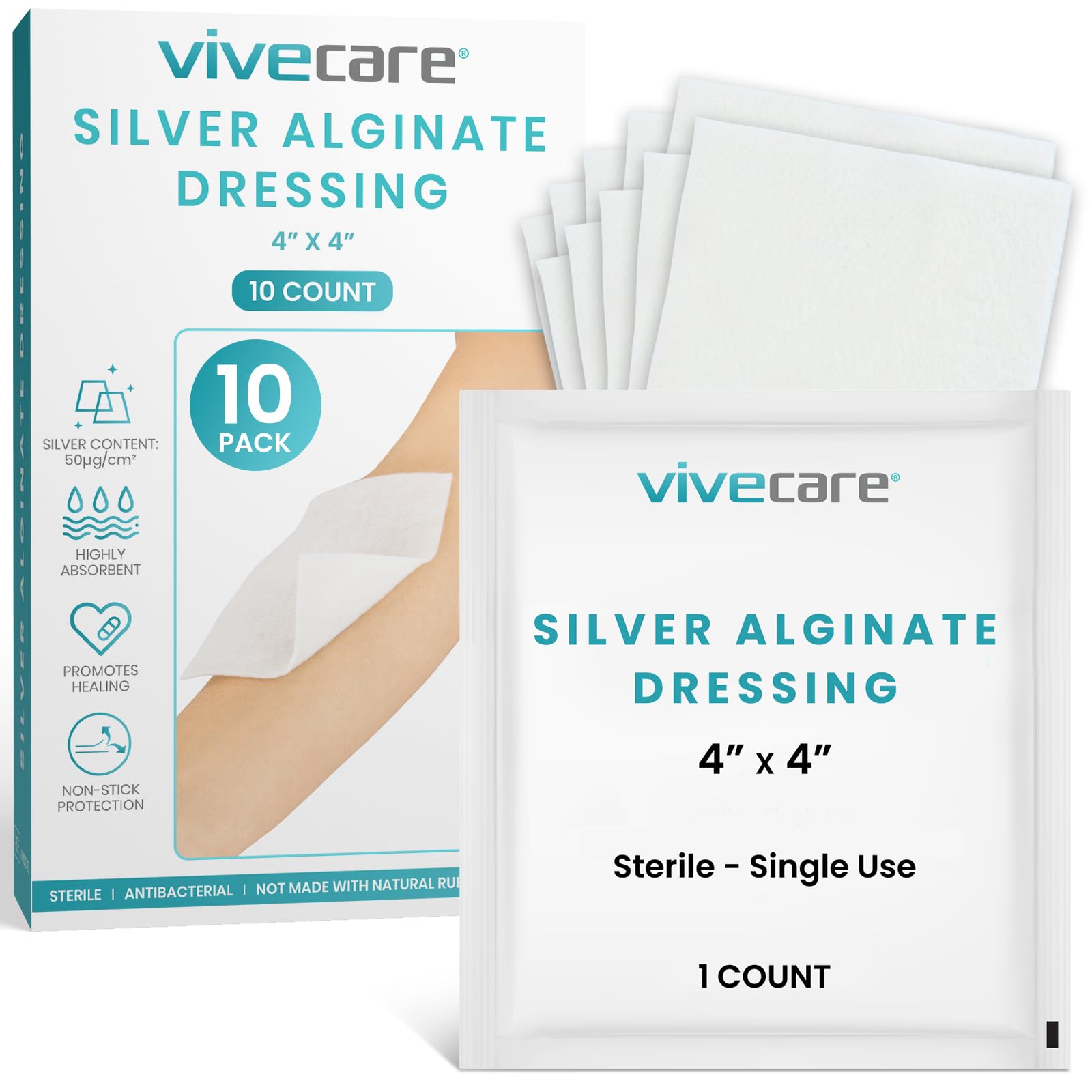 Amazon.com: ViveCare Silver Calcium Alginate Wound Dressing (10